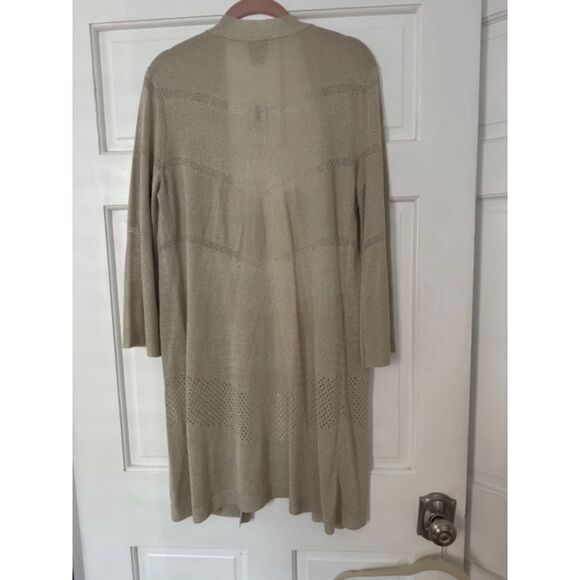 NWT Chico's Champaign Gold Metallic Cardigan/Duster, Size 0 - Picture 2 of 5